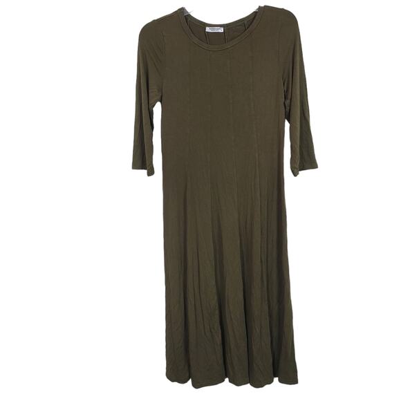 Hotouch Dress Women S Green Lagenlook T Shirt Loose Flowy Midi  Stretch Modest - Picture 1 of 15